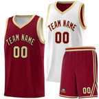 Custom Crimson White Chest Slash Patttern Double Side Sports Uniform Basketball Jersey