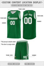 Custom Green White Chest Slash Patttern Double Side Sports Uniform Basketball Jersey