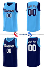 Custom Royal Blue Light Blue Chest Slash Patttern Double Side Sports Uniform Basketball Jersey