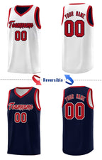 Custom Navy White Chest Slash Patttern Double Side Sports Uniform Basketball Jersey