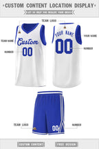 Custom Royal White Chest Slash Patttern Double Side Sports Uniform Basketball Jersey
