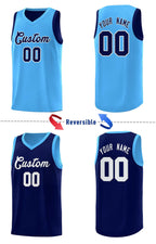 Custom Royal Blue Light Blue Chest Slash Patttern Double Side Sports Uniform Basketball Jersey