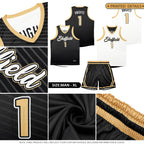 Custom Black White Chest Slash Patttern Double Side Sports Uniform Basketball Jersey