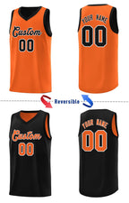 Custom Black Orange Chest Slash Patttern Double Side Sports Uniform Basketball Jersey