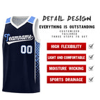 Custom Navy White Side Gradient Patttern Double Side Sports Uniform Basketball Jersey