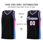 Custom Black Powder Blue-Pink Gradient Fashion Sports Uniform Basketball Jersey