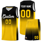 Custom Black Gold Gradient Fashion Sets Sports Uniform Basketball Jersey