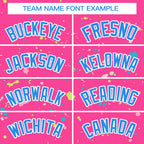 Custom Pink Powder Blue-White Splash Graffiti Pattern Authentic Baseball Jersey