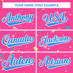 Custom Pink Powder Blue-White Splash Graffiti Pattern Authentic Baseball Jersey