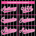 Custom Black Pink-Light Gray Stripe Fashion Design Full Button Authentic Baseball Jersey