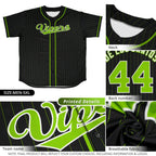 Custom Black Neon Green Stripe Fashion Design Full Button Authentic Baseball Jersey
