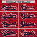 Custom Navy Red White Cashew Flower Graffiti Pattern V-Neck Hockey Jersey
