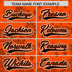 Custom Orange Black White Cashew Flower Graffiti Pattern V-Neck Hockey Jersey