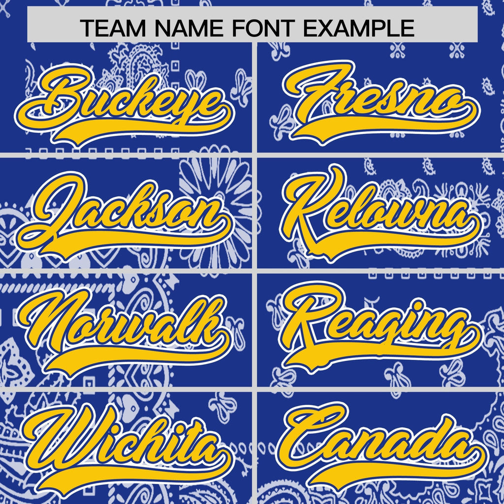 Custom Gold Royal White Cashew Flower Graffiti Pattern V-Neck Hockey Jersey