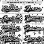 Custom Black White Cashew Flower Graffiti Pattern V-Neck Hockey Jersey