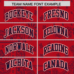 Custom Navy Red White Cashew Flower Graffiti Pattern V-Neck Hockey Jersey