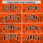 Custom Orange Black White Cashew Flower Graffiti Pattern V-Neck Hockey Jersey