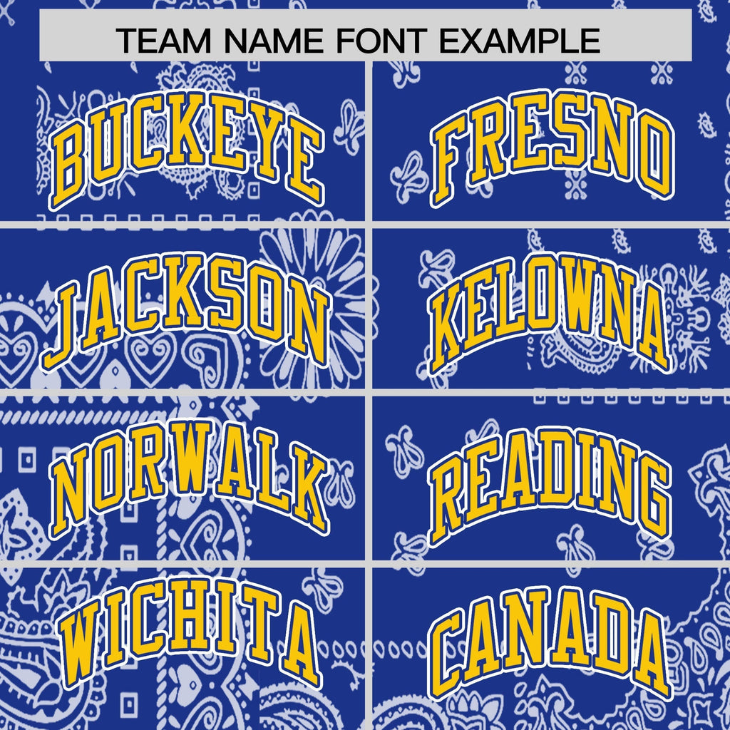Custom Gold Royal White Cashew Flower Graffiti Pattern V-Neck Hockey Jersey