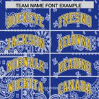 Custom Gold Royal White Cashew Flower Graffiti Pattern V-Neck Hockey Jersey