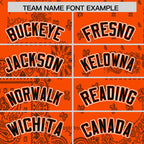 Custom Orange Black White Cashew Flower Graffiti Pattern V-Neck Hockey Jersey