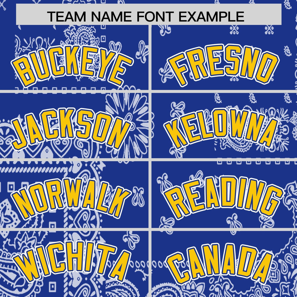 Custom Gold Royal White Cashew Flower Graffiti Pattern V-Neck Hockey Jersey