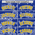Custom Gold Royal White Cashew Flower Graffiti Pattern V-Neck Hockey Jersey