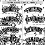 Custom Black White Cashew Flower Graffiti Pattern V-Neck Hockey Jersey