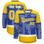 Custom Gold Royal White Cashew Flower Graffiti Pattern V-Neck Hockey Jersey