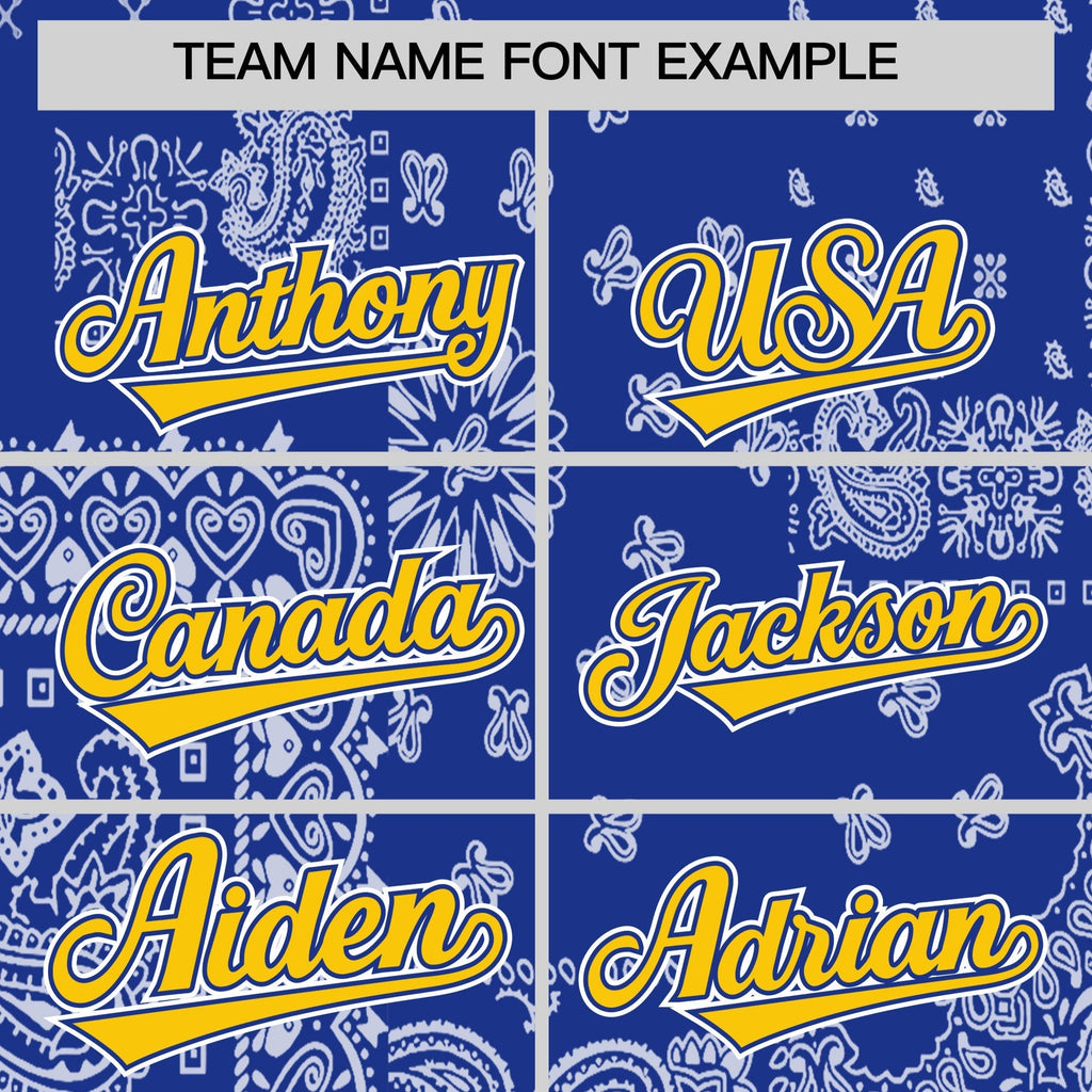 Custom Gold Royal White Cashew Flower Graffiti Pattern V-Neck Hockey Jersey