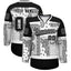 Custom Black White Cashew Flower Graffiti Pattern V-Neck Hockey Jersey