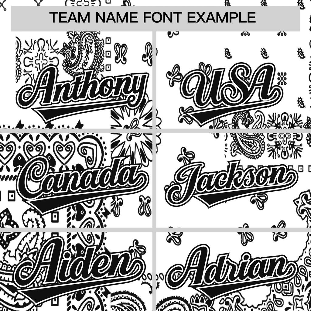 Custom Black White Cashew Flower Graffiti Pattern V-Neck Hockey Jersey
