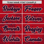 Custom Navy Red White Cashew Flower Graffiti Pattern V-Neck Hockey Jersey