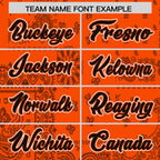 Custom Orange Black White Cashew Flower Graffiti Pattern V-Neck Hockey Jersey