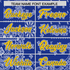 Custom Gold Royal White Cashew Flower Graffiti Pattern V-Neck Hockey Jersey