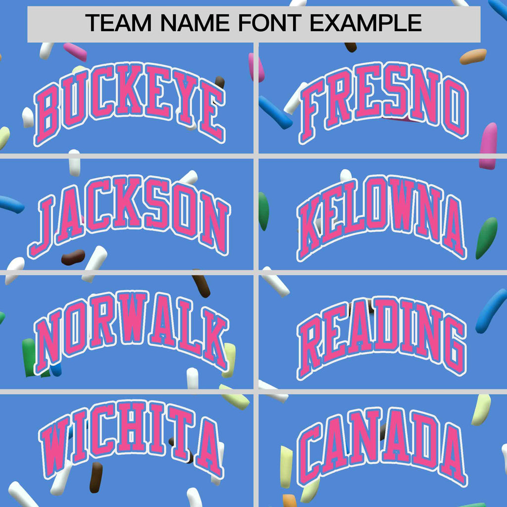 Custom Powder Blue Pink Ice Cream Pattern Personalized V-Neck Hockey Jersey
