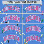 Custom Powder Blue Pink Ice Cream Pattern Personalized V-Neck Hockey Jersey