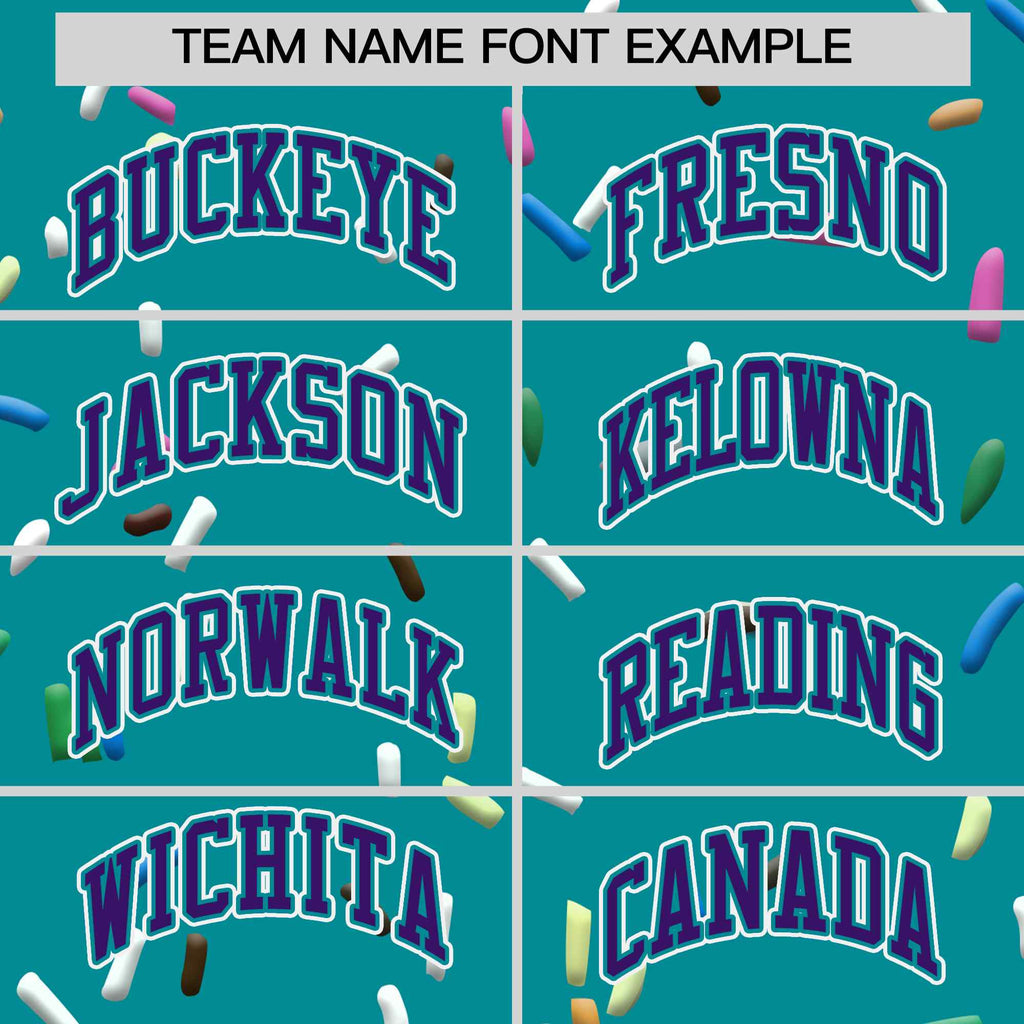Custom Teal Purple Ice Cream Pattern Personalized V-Neck Hockey Jersey