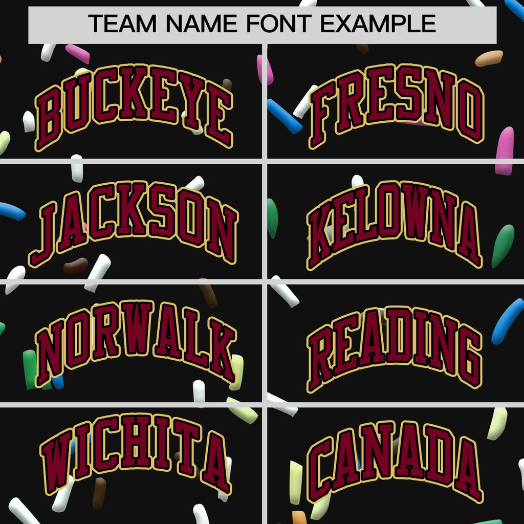 Custom Black Crimson Ice Cream Pattern Personalized V-Neck Hockey Jersey