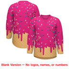 Custom Rose Red Black Ice Cream Pattern Personalized V-Neck Hockey Jersey
