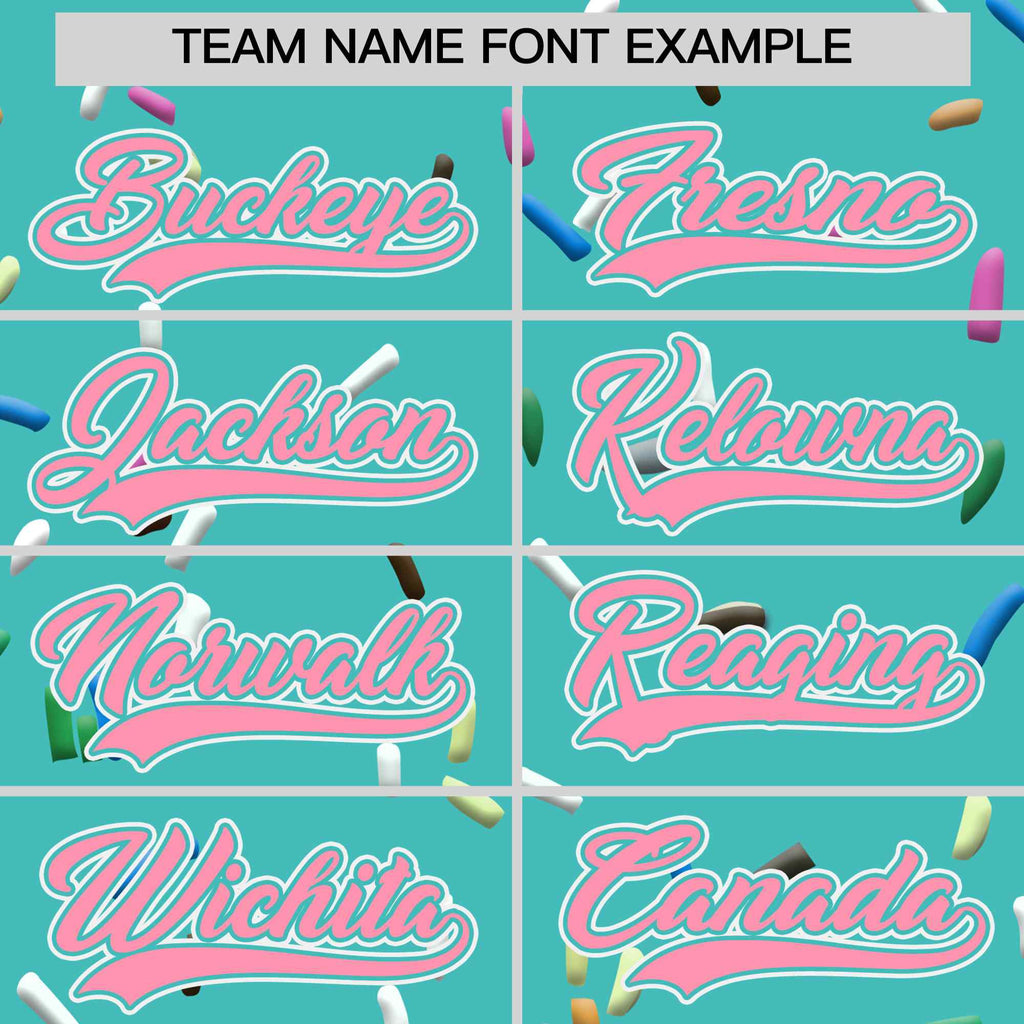 Custom Teal Light Pink Ice Cream Pattern Personalized V-Neck Hockey Jersey