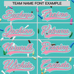 Custom Teal Light Pink Ice Cream Pattern Personalized V-Neck Hockey Jersey