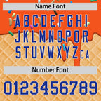 Custom Orange Royal Blue Ice Cream Pattern Personalized V-Neck Hockey Jersey