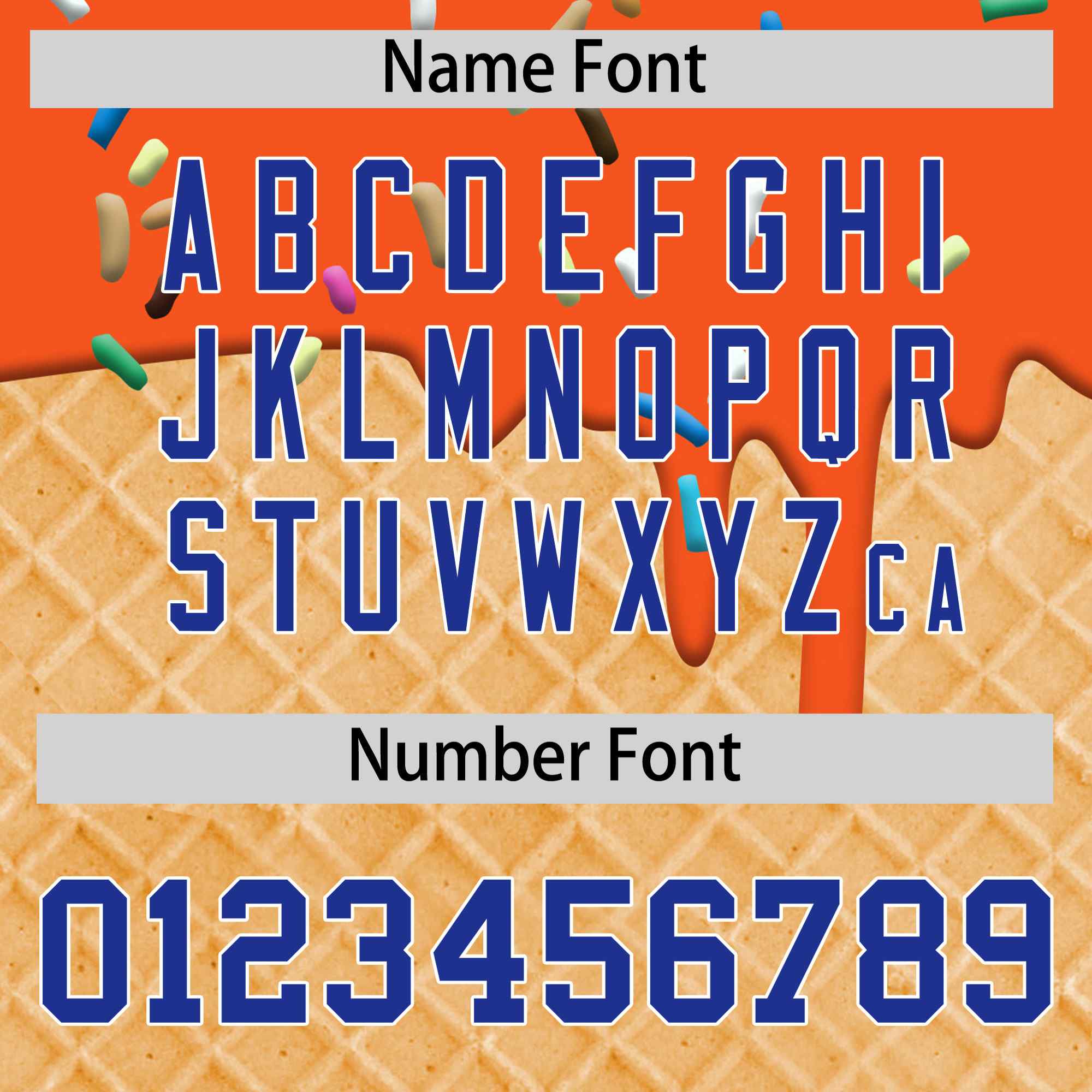 Custom Orange Royal Blue Ice Cream Pattern Personalized V-Neck Hockey Jersey