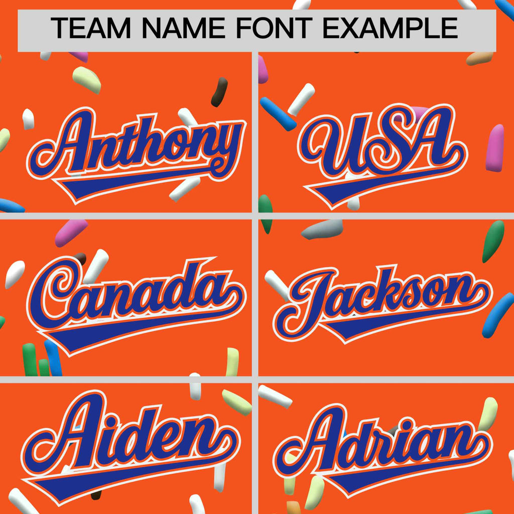 Custom Orange Royal Blue Ice Cream Pattern Personalized V-Neck Hockey Jersey