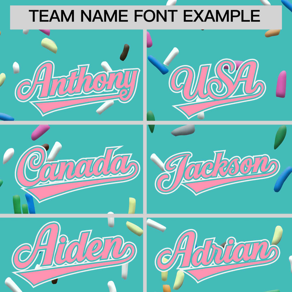 Custom Teal Light Pink Ice Cream Pattern Personalized V-Neck Hockey Jersey