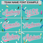 Custom Teal Light Pink Ice Cream Pattern Personalized V-Neck Hockey Jersey
