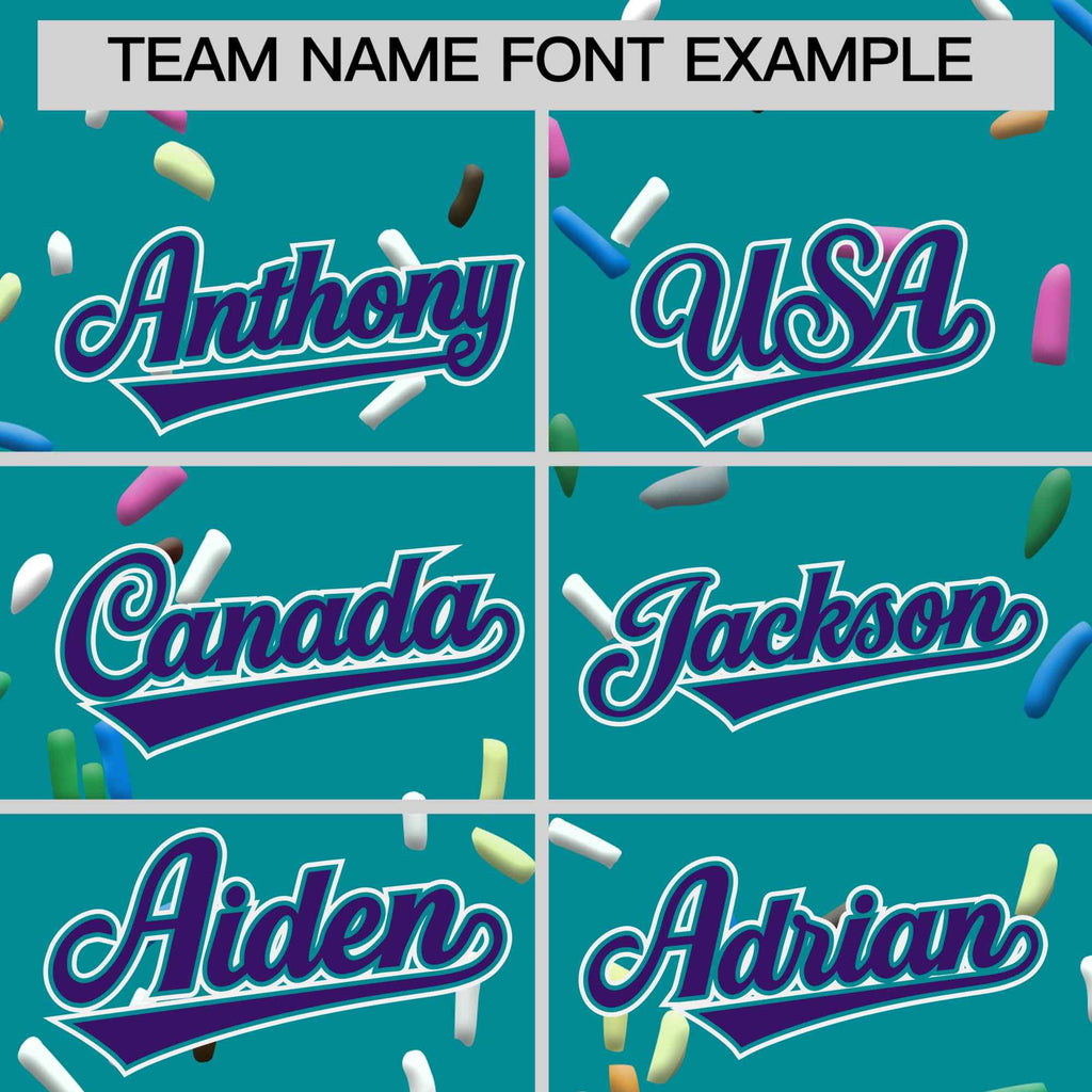 Custom Teal Purple Ice Cream Pattern Personalized V-Neck Hockey Jersey