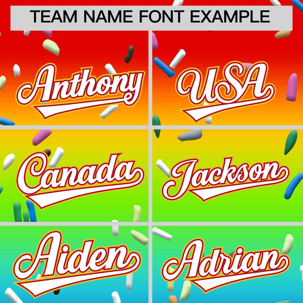Custom Rainbow White Ice Cream Pattern Personalized V-Neck Hockey Jersey