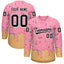 Custom Light Pink Black Ice Cream Pattern Personalized V-Neck Hockey Jersey