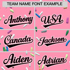 Custom Light Pink Black Ice Cream Pattern Personalized V-Neck Hockey Jersey